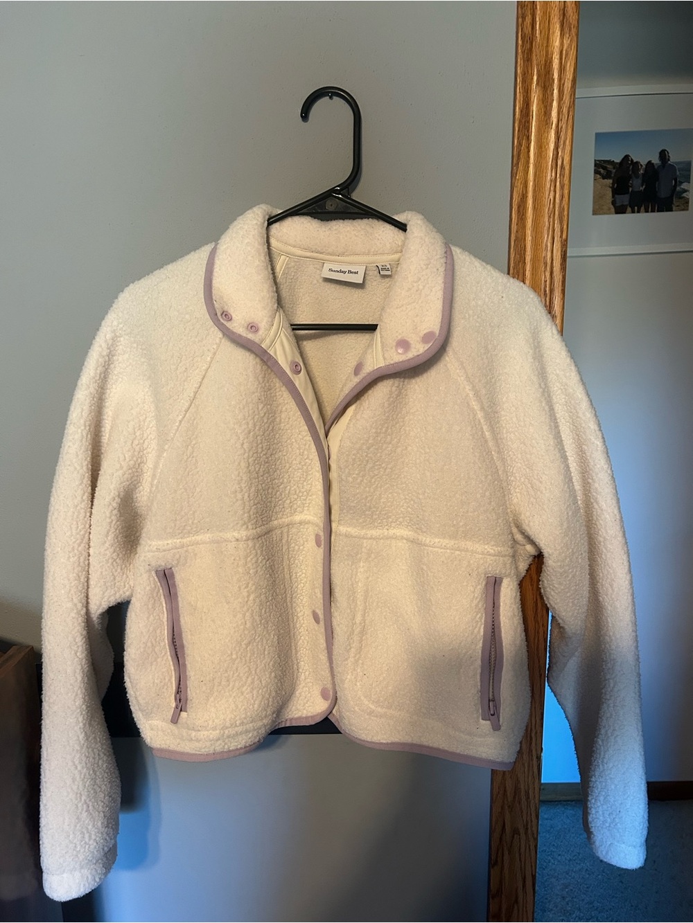 Sunday Best Cream Sherpa Jacket with Light Lavender Accents